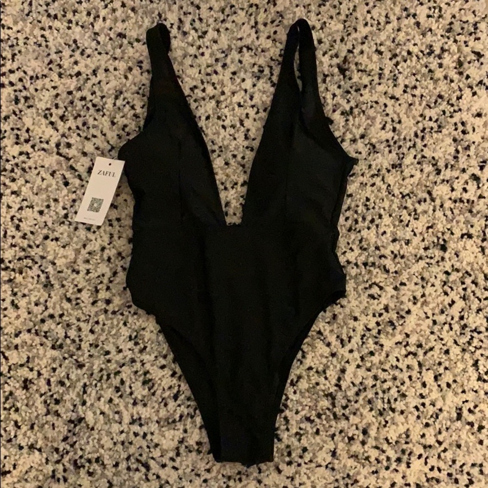 Zaful Black One Piece Black Bathing Suit Size 4